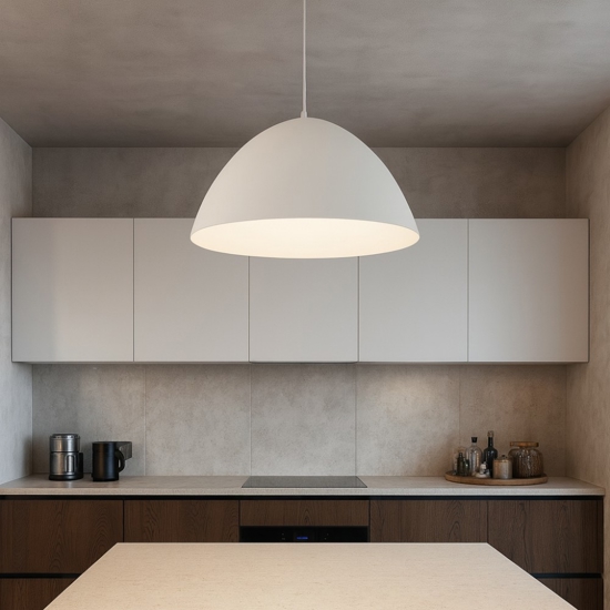 Lampadario cupola di metallo beige 50cm